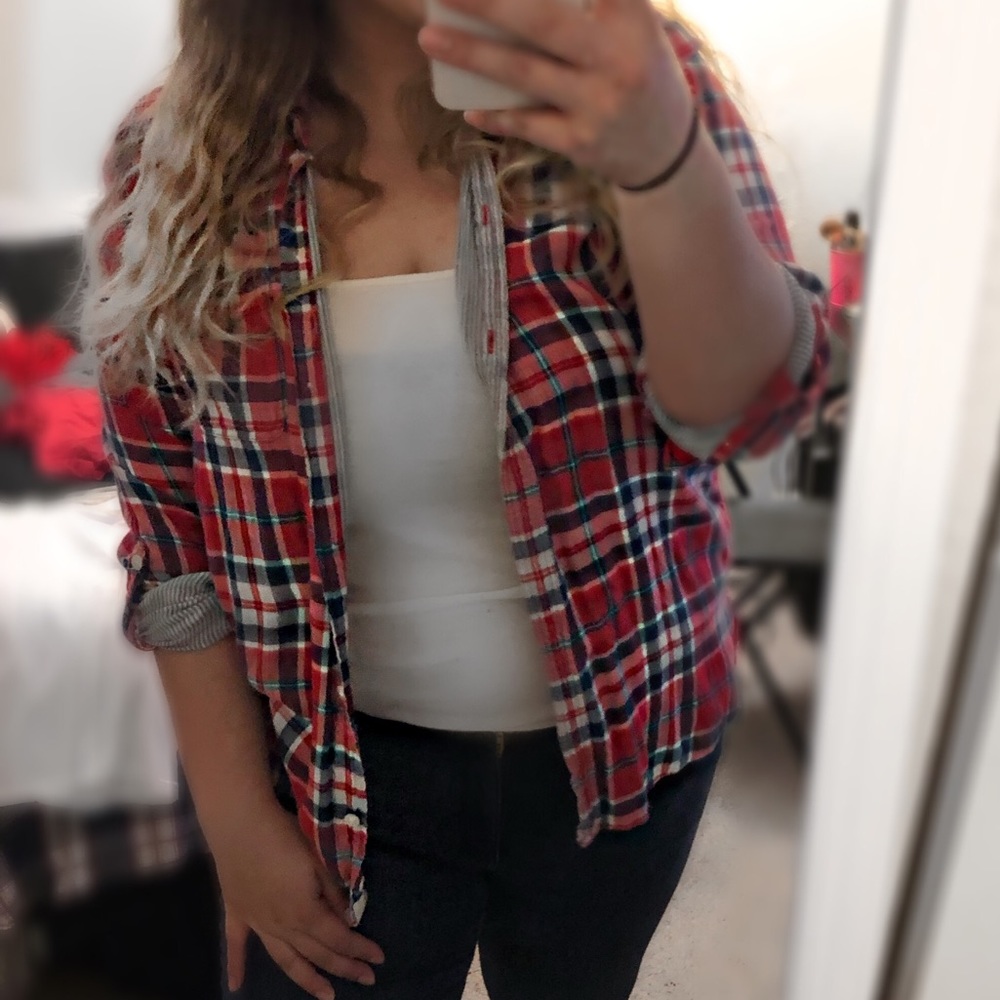 WOMENS AMERICAN EAGE FLANNEL BOYFRIEND FIT